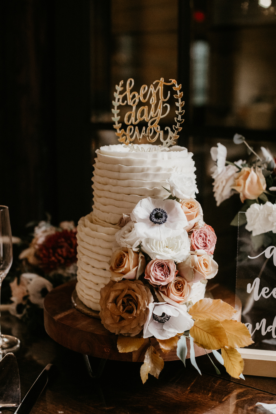 Close-Up Shot of a Wedding Cake